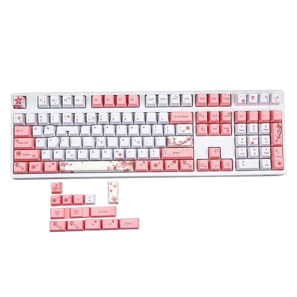 Pink Sakura keycap with OEM height and five-sided sublimation for 61, 64, 72, and 122 key keyboards.