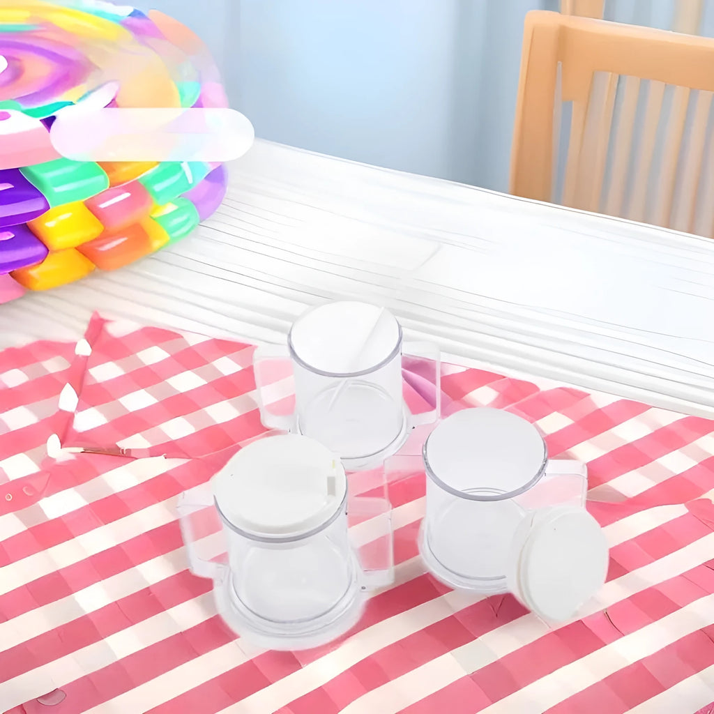 Transparent spill-proof drinking cup with straw lid showing modern minimalist design
