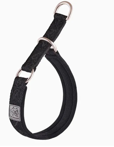 Dog P chain walking collar in nylon webbing with aluminium alloy hardware, available in multiple sizes and colours