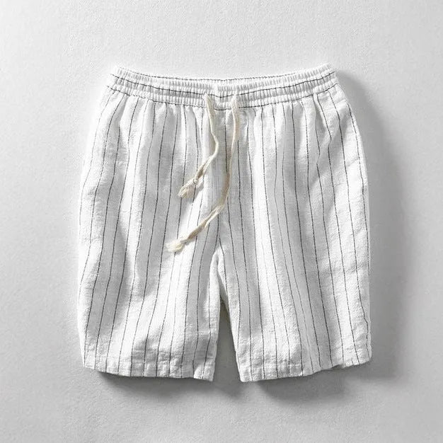 Men's striped casual cropped summer pants in straight cut street style design