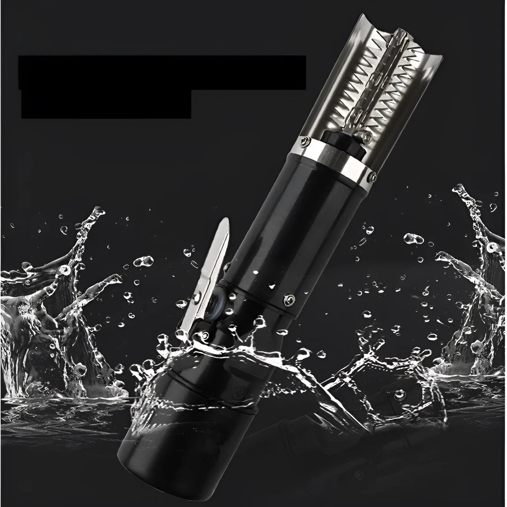 Black electric fish scale descaling tool with brush head on white background