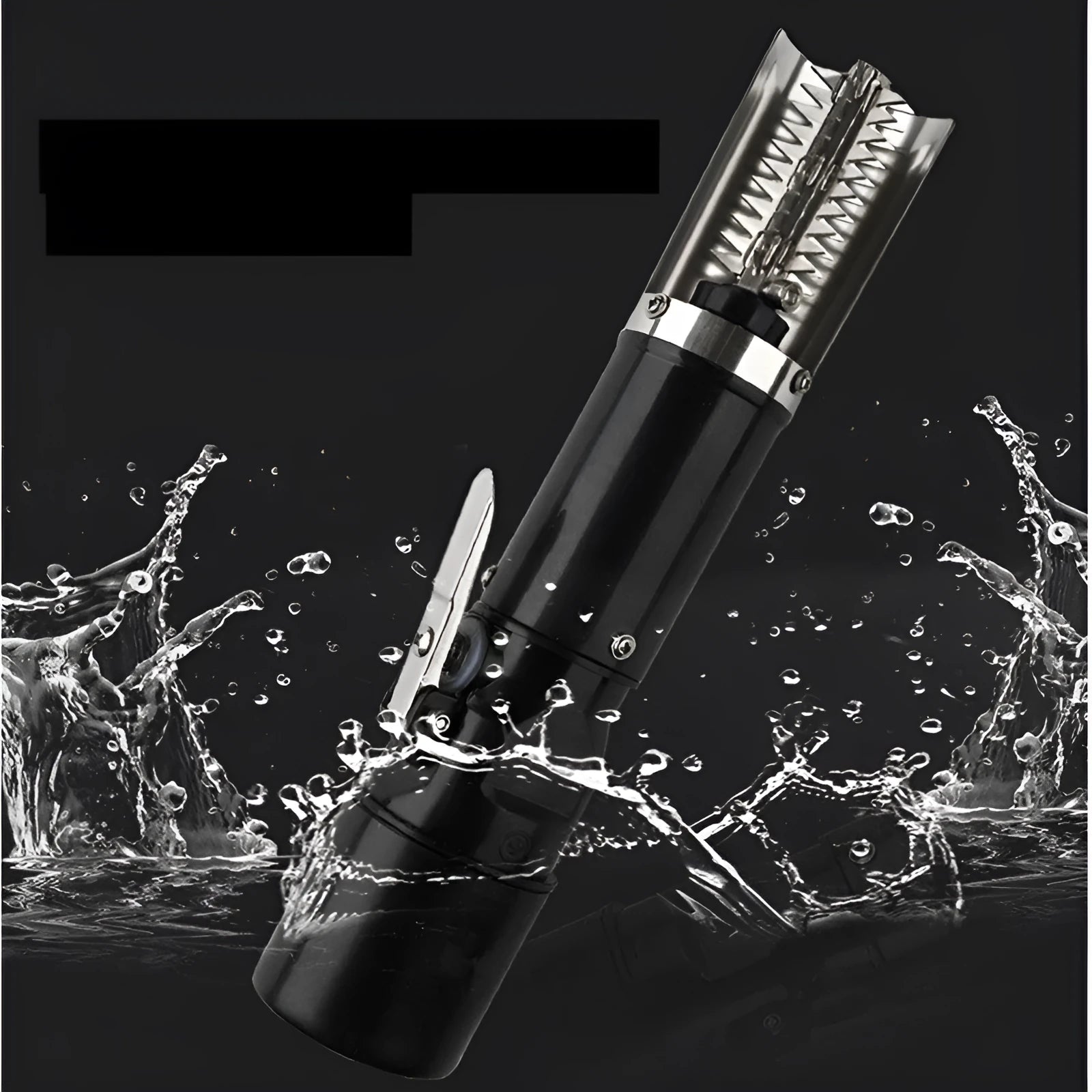 Black electric fish scale descaling tool with brush head on white background