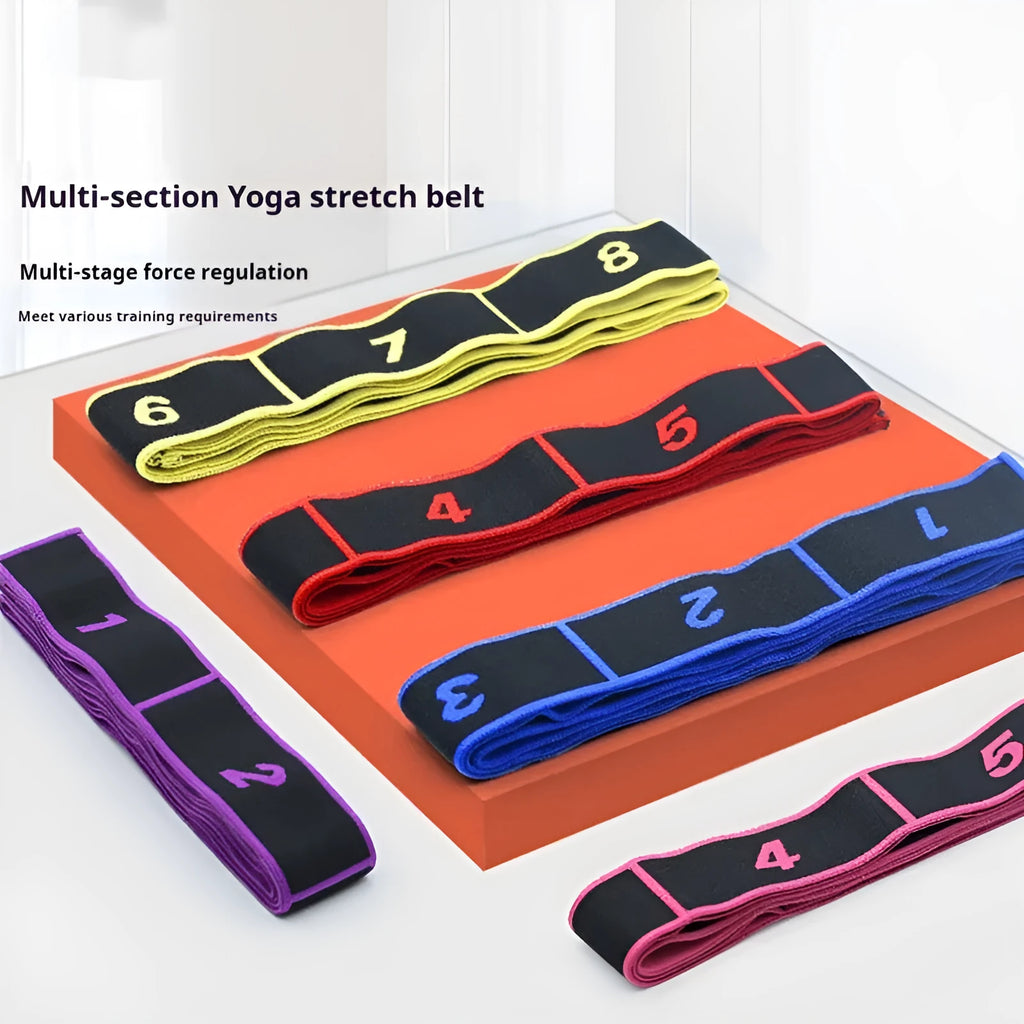 Yoga multi-section stretch strap in blue colour for flexibility training