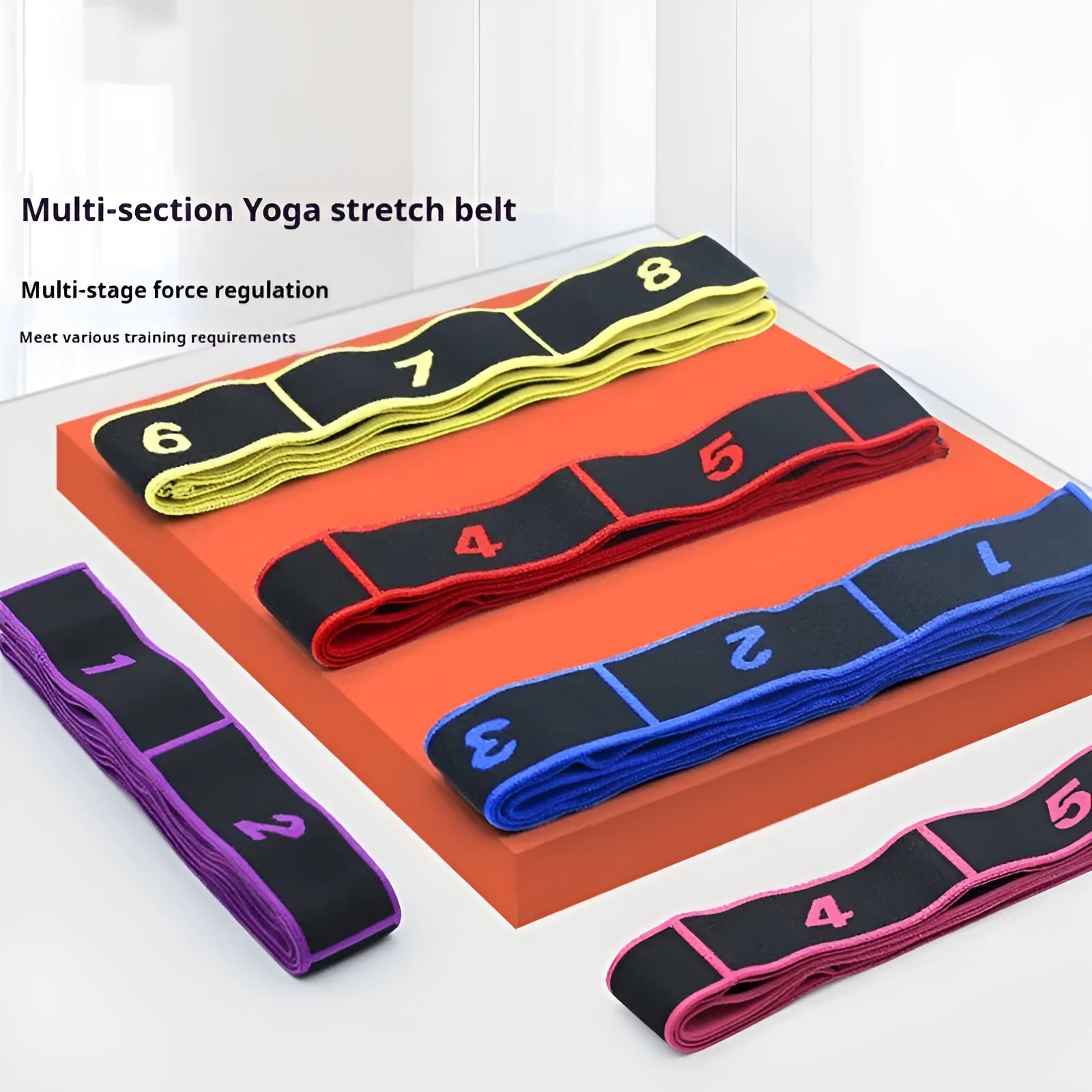 Yoga multi-section stretch strap in blue colour for flexibility training