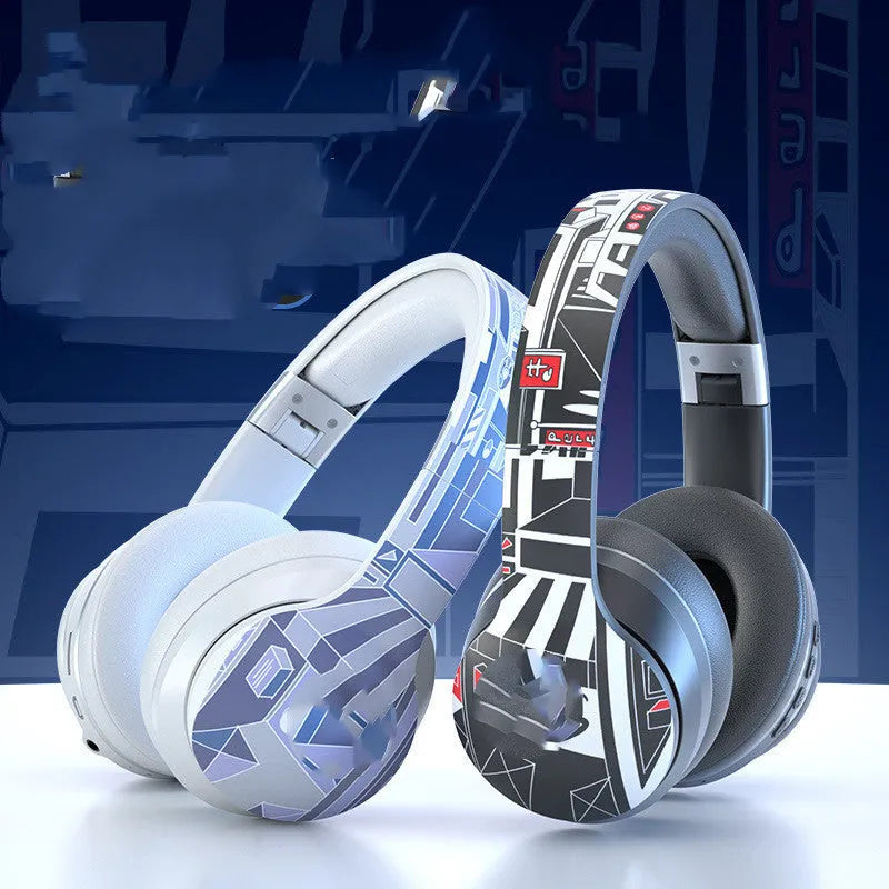 Wireless Bluetooth headphone in head-mounted e-sports style with noise reduction, NFC, and low latency, available in multiple colours