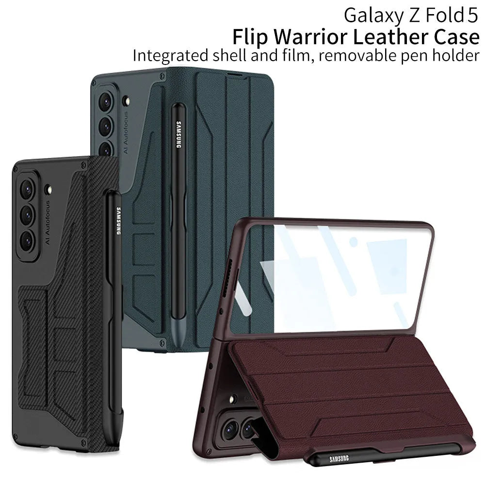 Samsung Galaxy Z Fold5 PC back cover case in carbon fibre pattern on phone