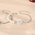 925 sterling silver couple bracelet with obsidian pearl, snake motif, and peace buckle clasp in New Chinese style.