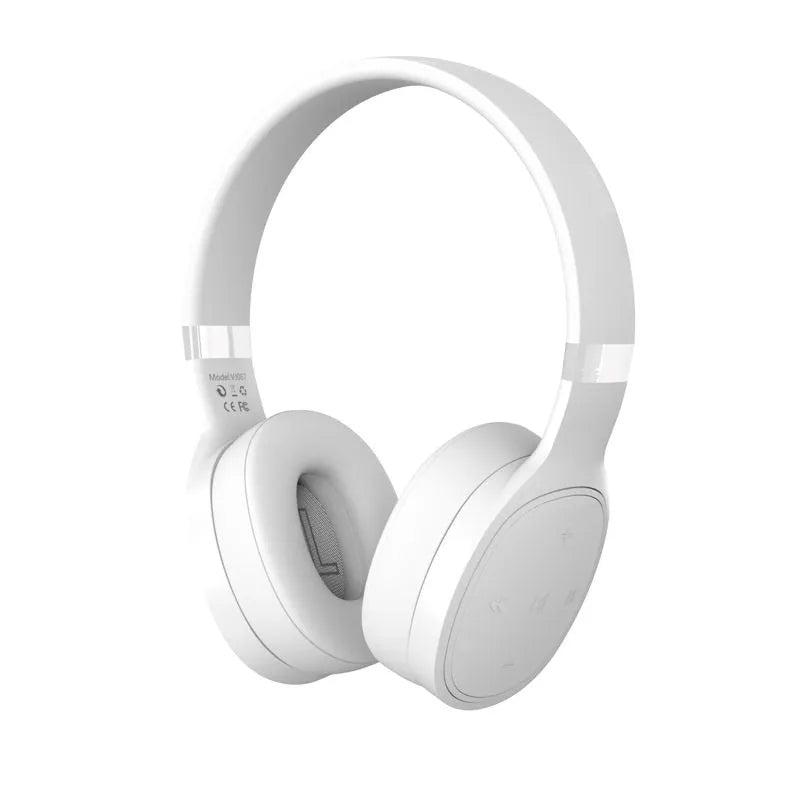 Folding wireless Bluetooth sports headset showing folded and extended positions