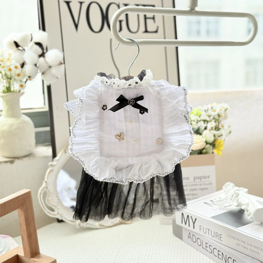 White polyester waltz gauze skirt for a small dog, shown in a princess style.