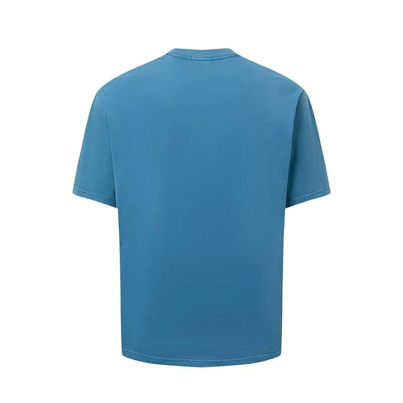 Men's loose fit American-style t-shirt with letter printing in cotton blend fabric