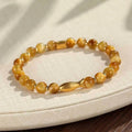 Handmade yellow tiger eye small fish charm beaded bracelet for women