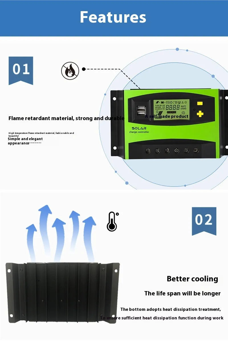 PWM solar charge controller 12V 24V 50A with IP32 enclosure