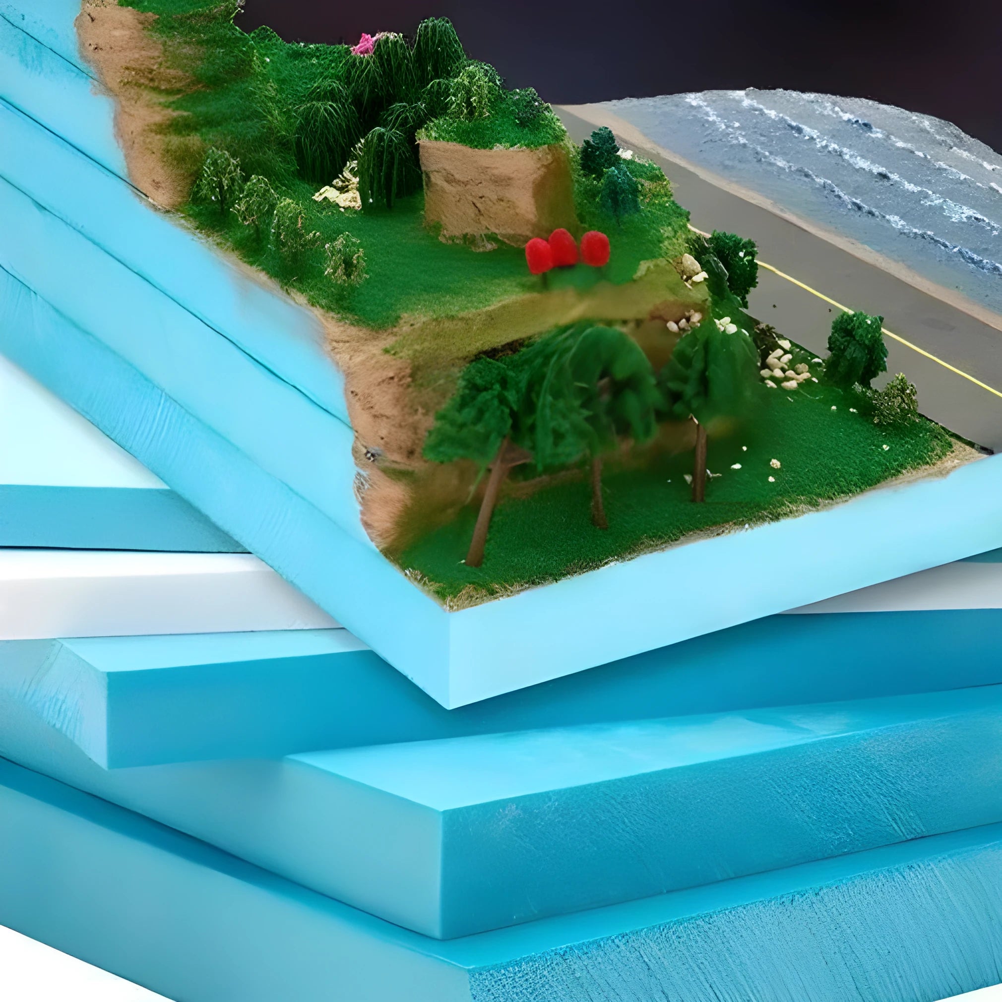 Blue high-density foam board for carving and model making, 2cm thick sheets in multiple sizes