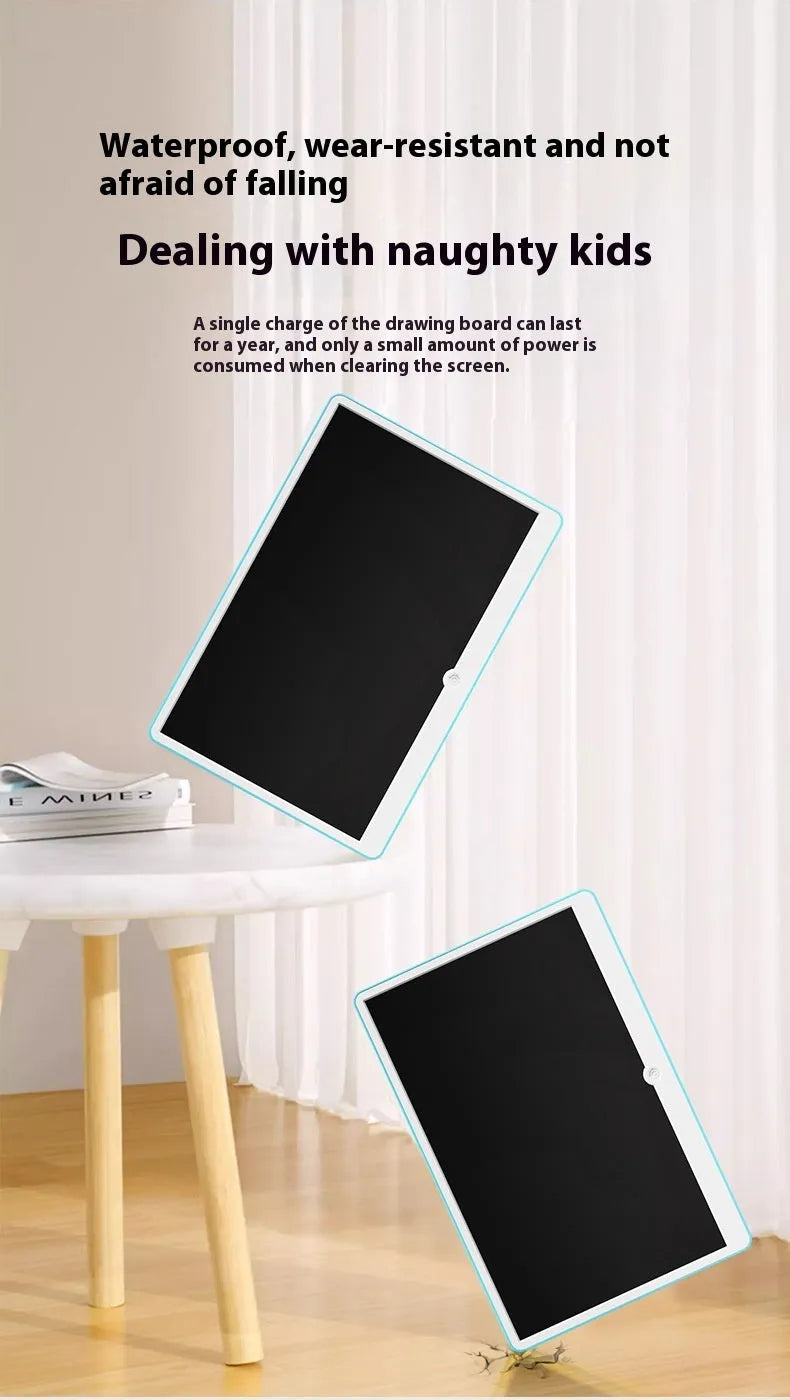 19-inch LCD children's drawing board in blue and white colour with electronic writing stylus