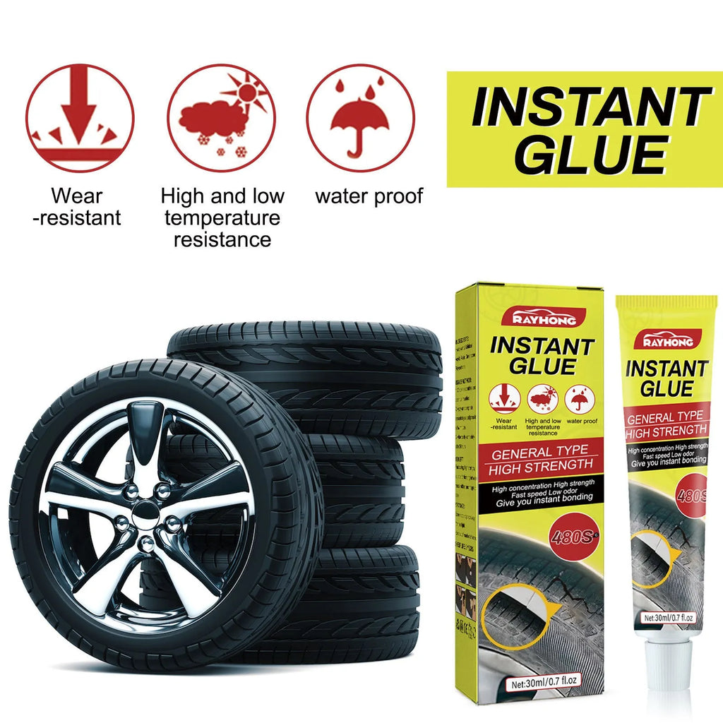 30ml bottle of car tyre repair adhesive glue for sealing cracks and punctures.