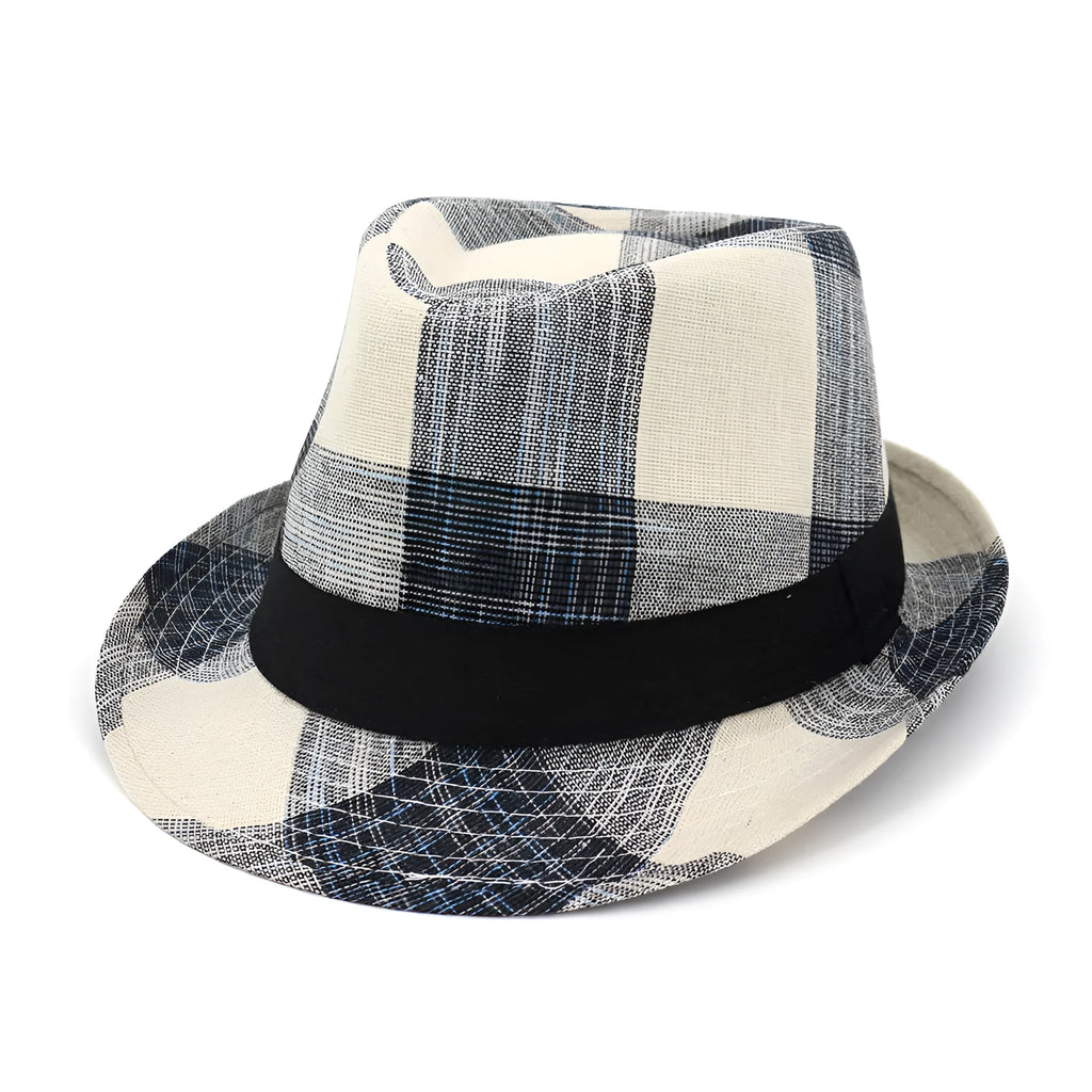 A black or blue polyester sun hat with a bell crown design for outdoor travel.