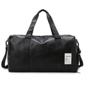 Black fitness shoulder messenger bag showing dry and wet separation compartments