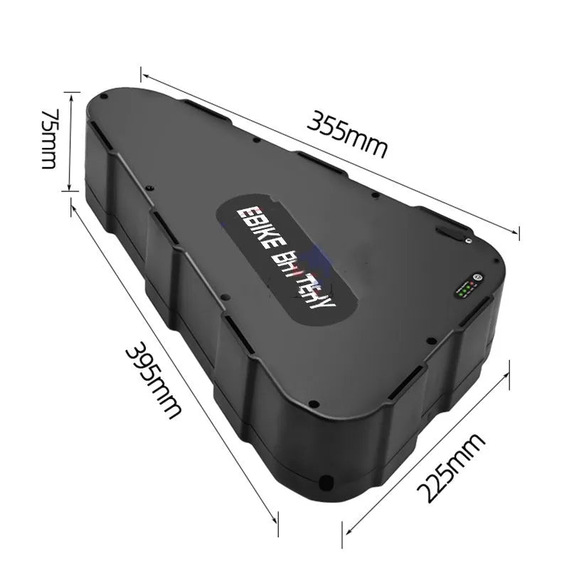Triangular plastic shell lithium battery pack for modified electric mountain bike, 48V or 52V, 20.8Ah to 28Ah