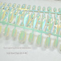 Set of electroplated cat's eye artificial nails in short ladder lengths XS, S, and M showing aurora and solid colour styles.