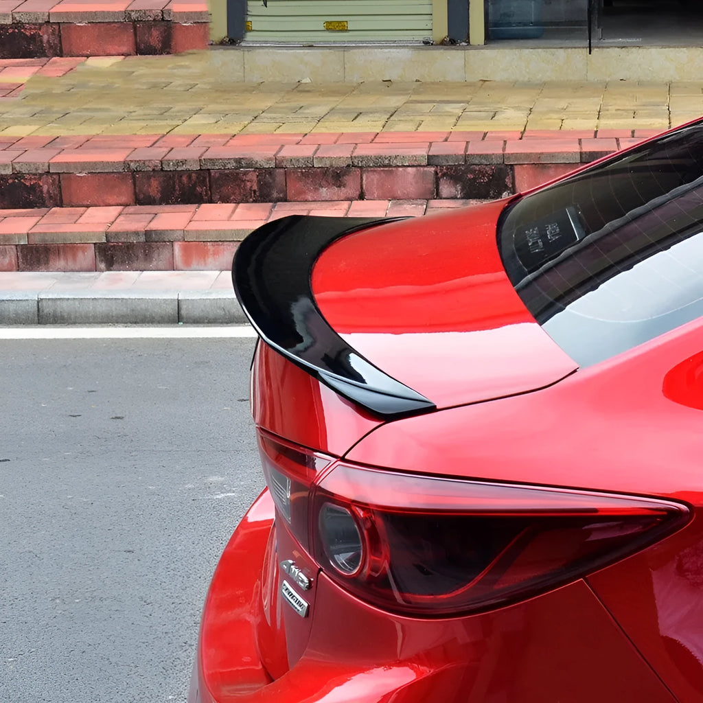Mazda 3 Axela modified tail trim in bright black finish for 2014-2021 models