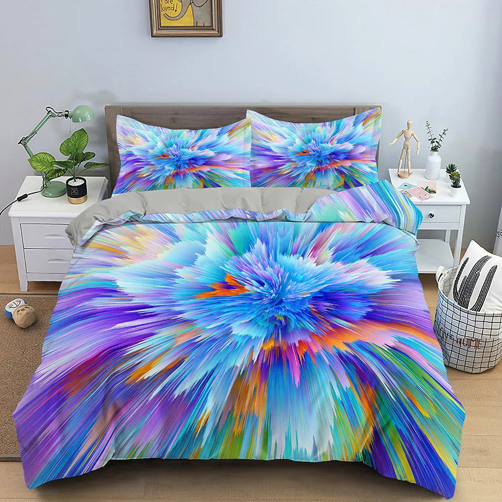 3D digital print bedding bed sheet fitted sheet set in chemical fibre Nordic bedspread style with quilt cover and pillowcase