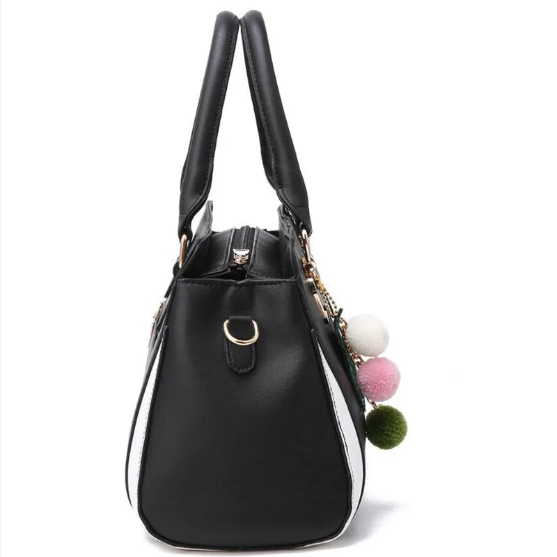 Large women's PU leather shoulder bag with car suture design in horizontal square shape with zipper closure
