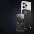 Black and Titanium Gold magnetic wireless alloy power bank with capacity options displayed.