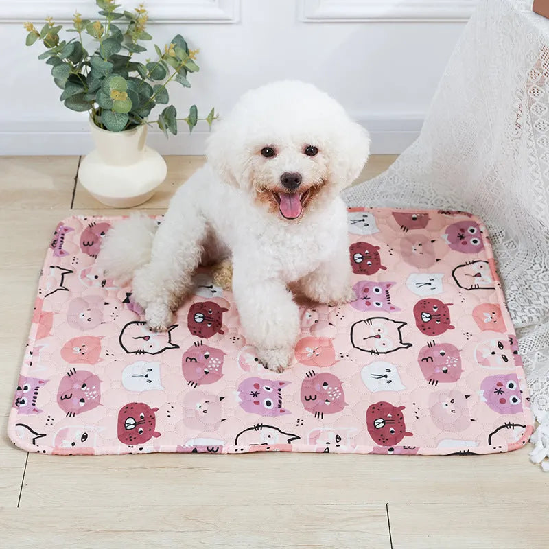 Reusable washable pet urine pad with waterproof backing in animal print design