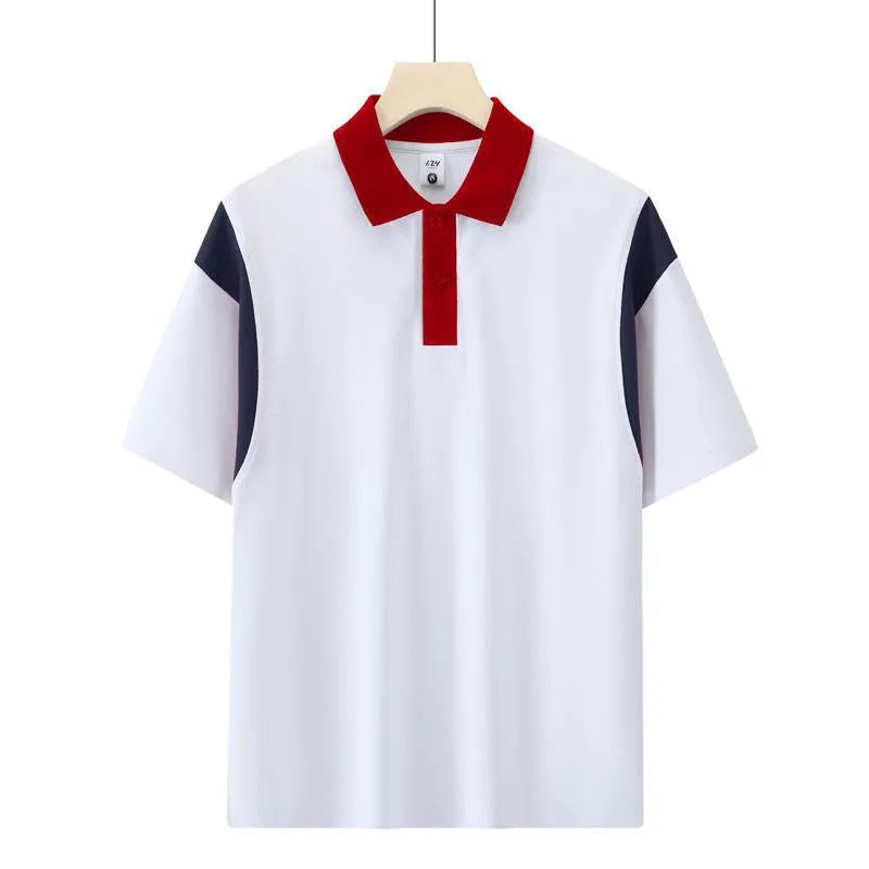 Man wearing a dark green combed cotton raglan short sleeve shirt with a loose fit.