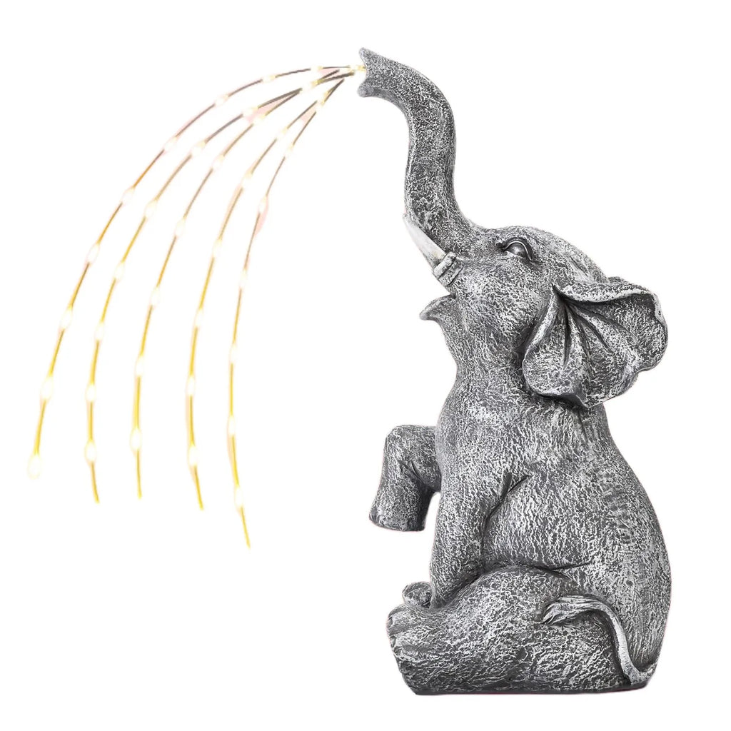 Resin elephant statue with built-in LED light for outdoor garden decoration