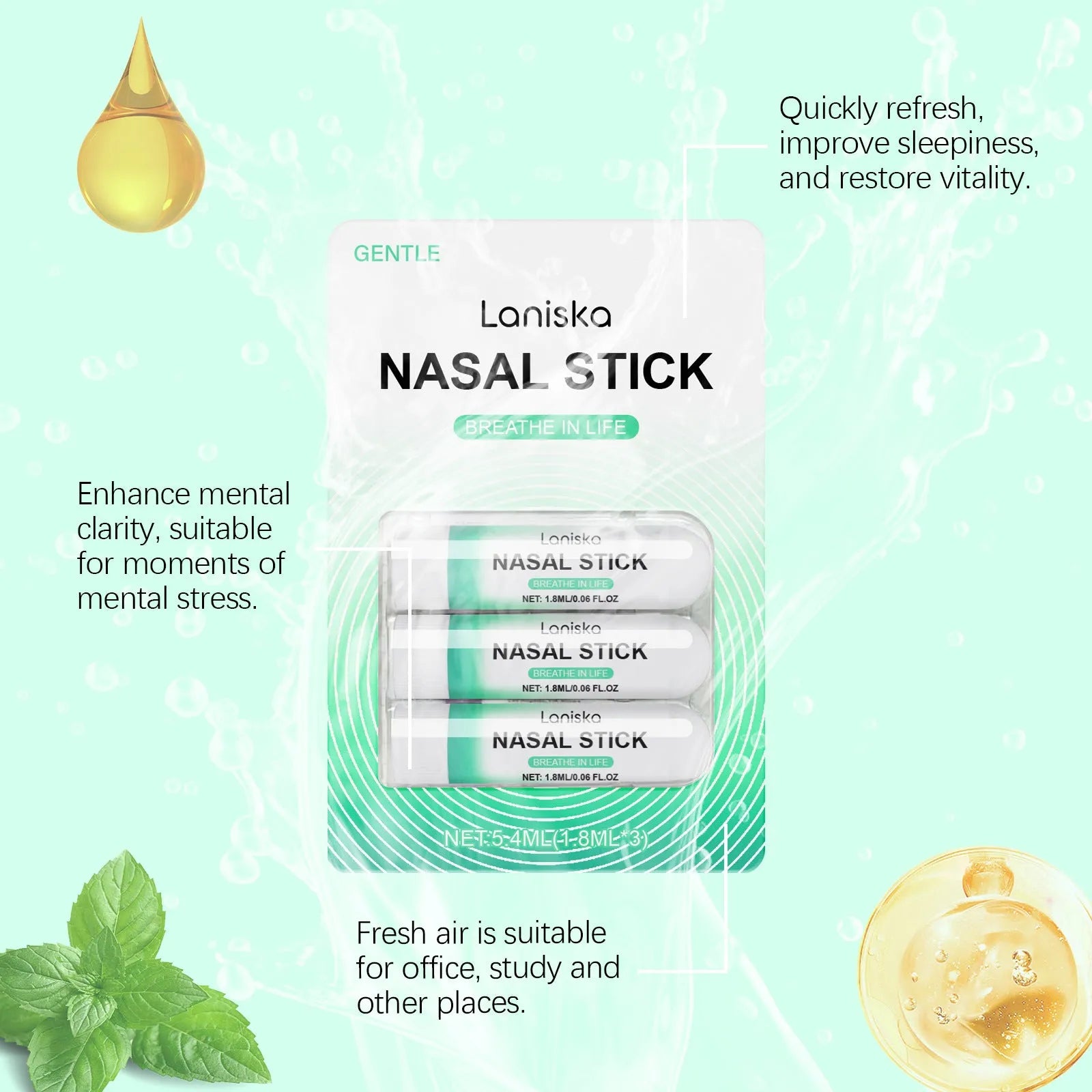 Mint Cool Nose Soothing Suit with three 1.8ml containers of menthol and spearmint nasal spray