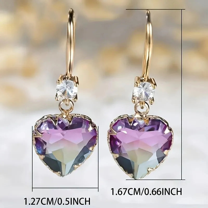 Pair of coloured glaze heart-shaped earrings for women in a choice of four colours.