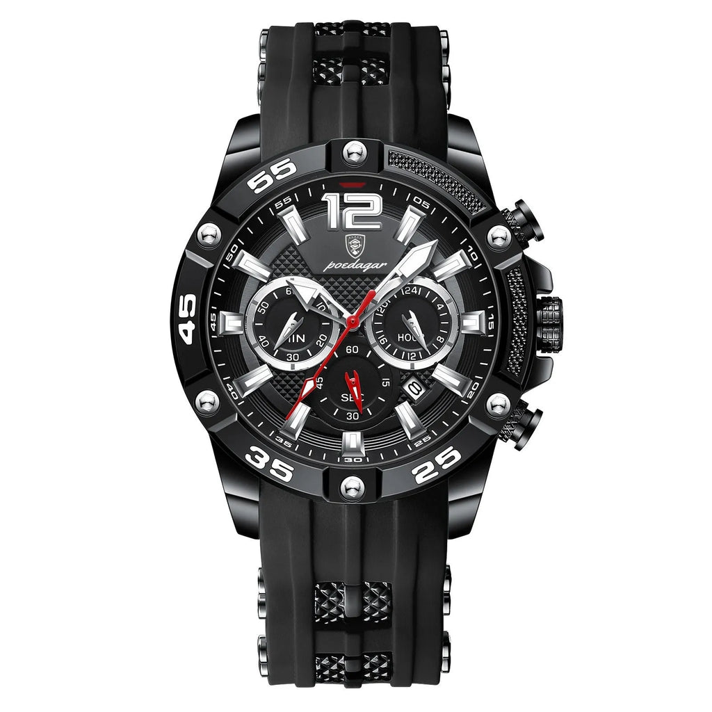 Men's quartz watch with silicone band and 8mm slim case in casual style