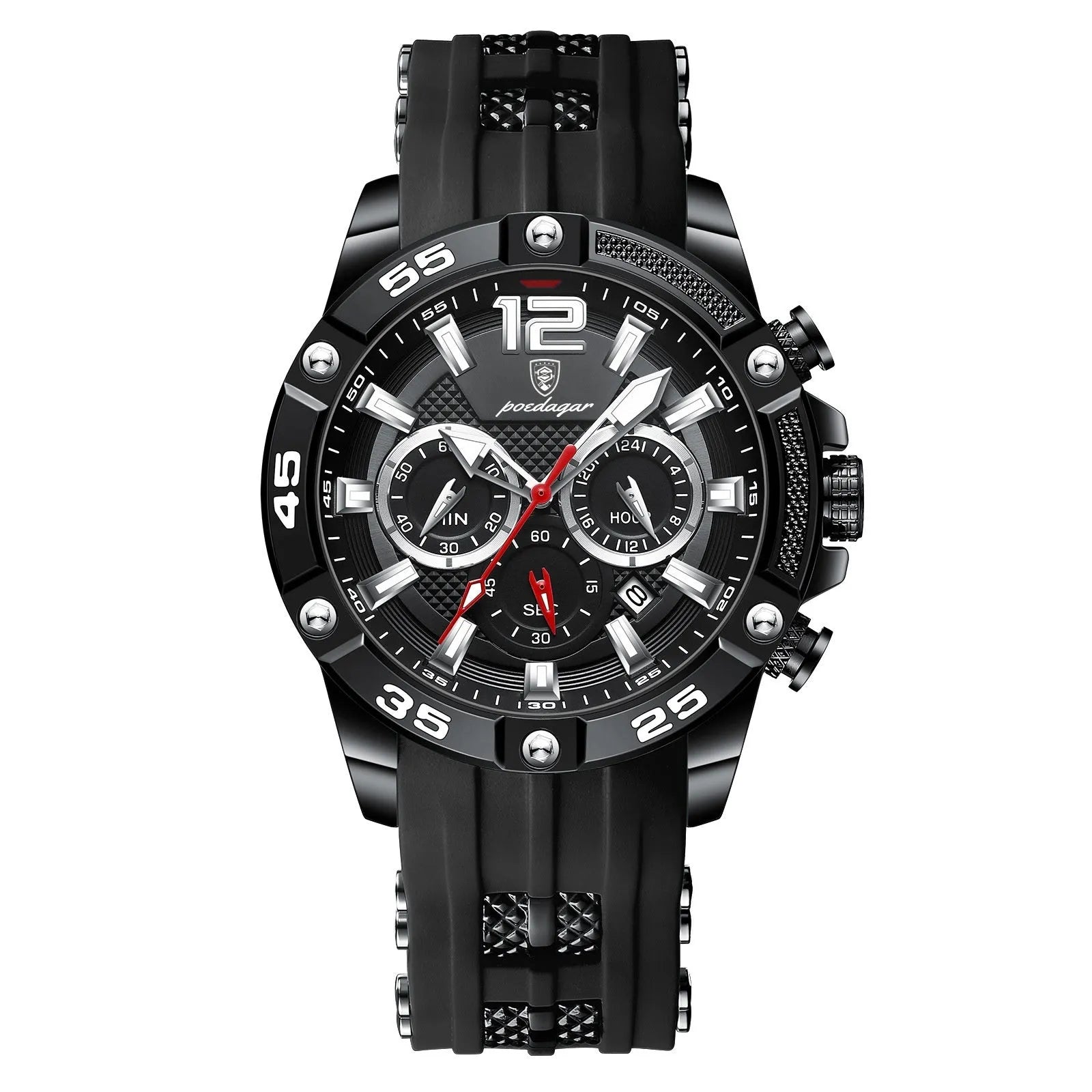 Men's quartz watch with silicone band and 8mm slim case in casual style