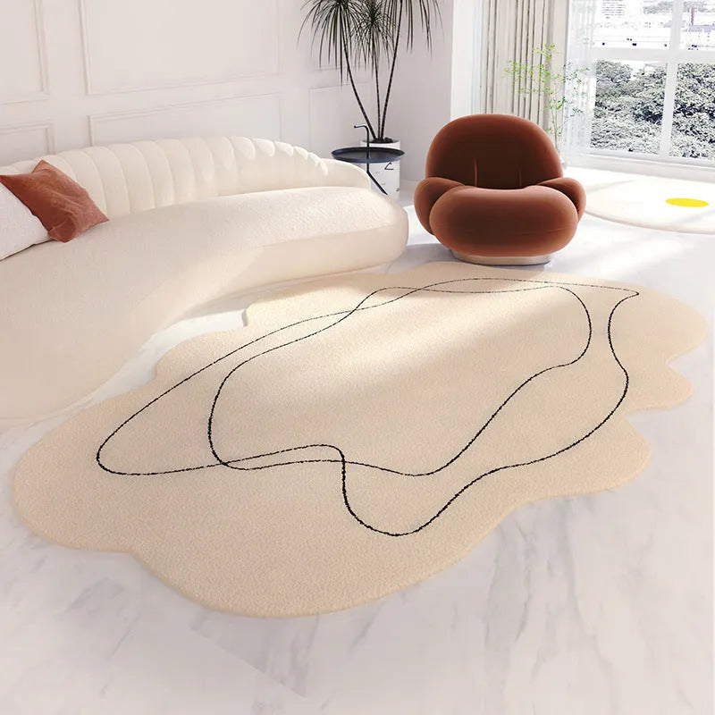 Cream style polyester carpet with stripe geometric pattern and imitation cashmere finish