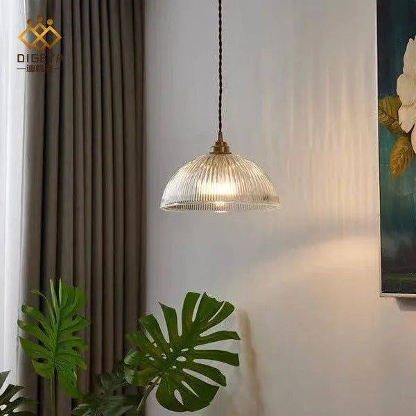 Nordic minimalist glass ceiling light in 20cm diameter with warm light for dining room