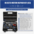 Cr-V chromium vanadium steel socket ratchet wrench set for DIY and auto repair.