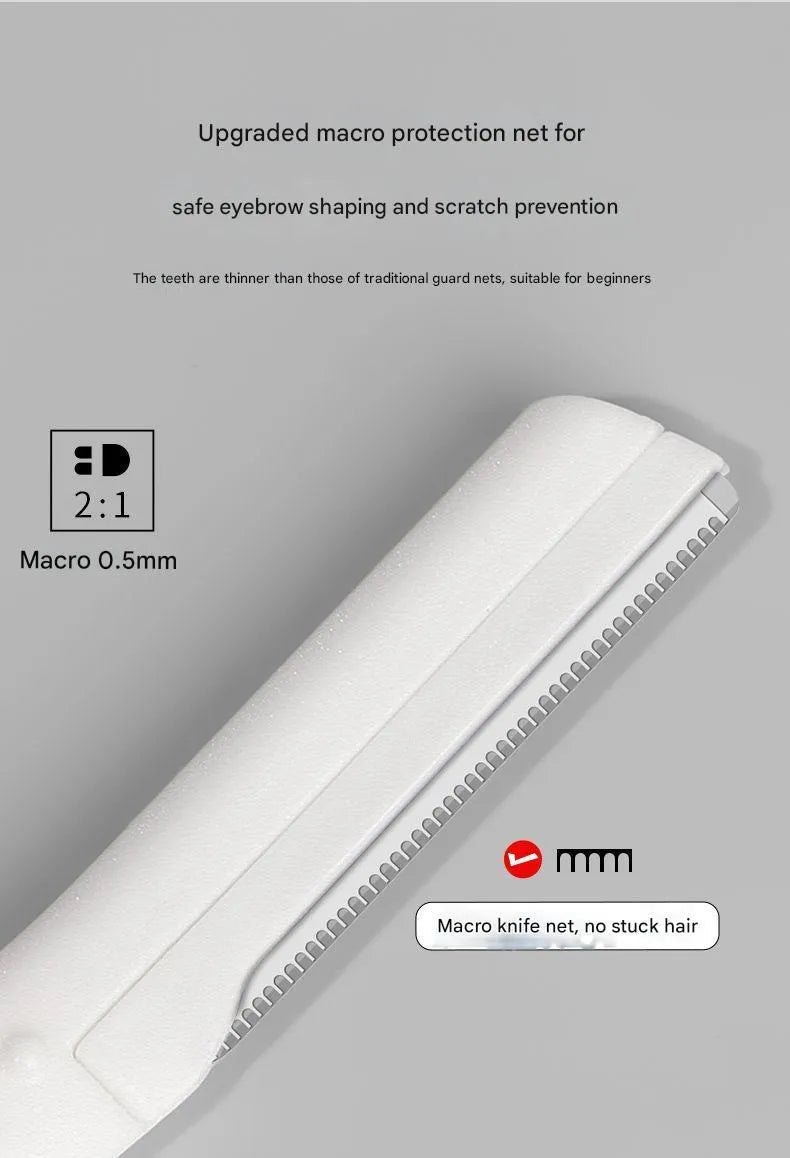 Eyebrow trimmer set with safety design, specialised razor blades, and ergonomic handle for precise brow grooming