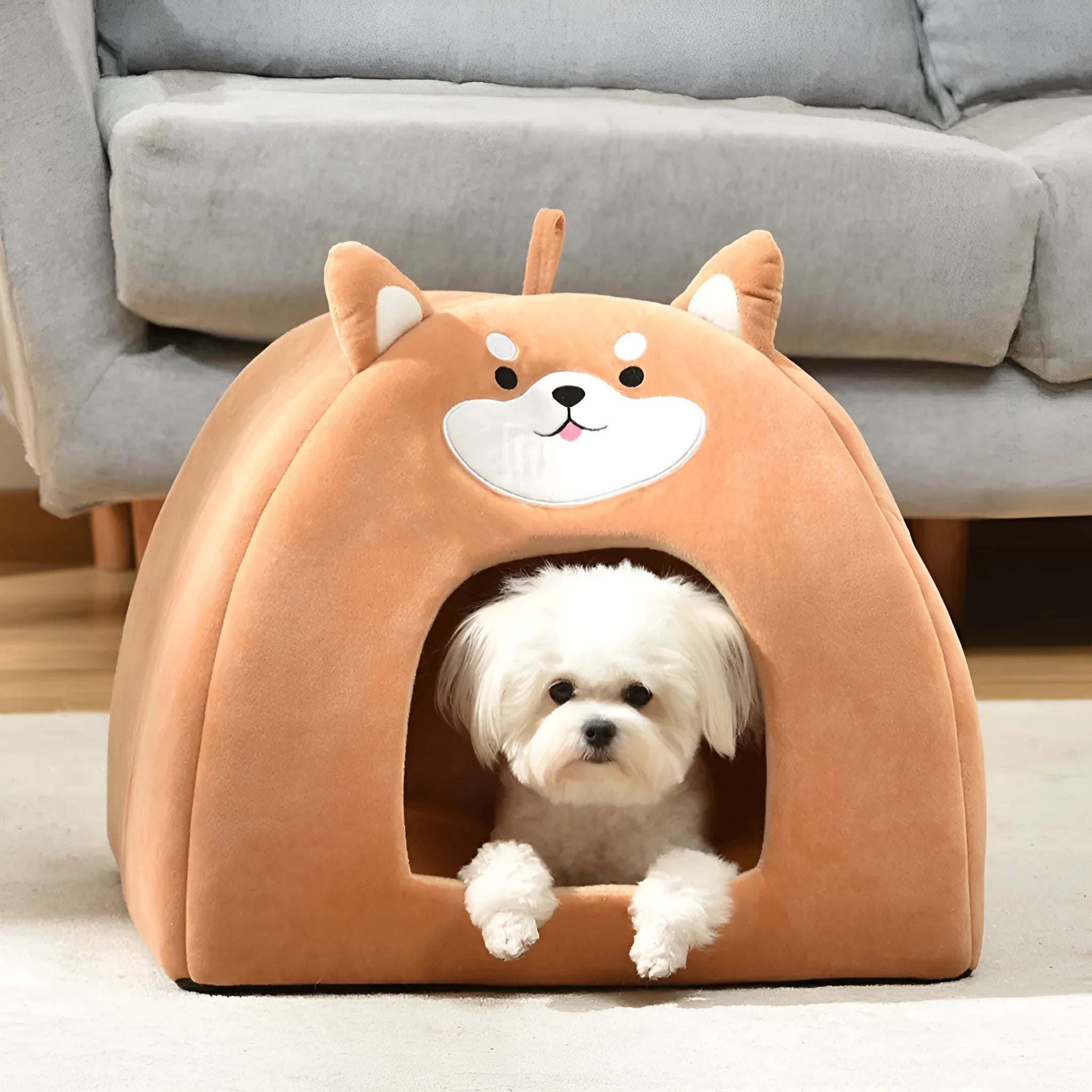Cloth cat bed in small, medium, and large sizes with machine-washable fabric