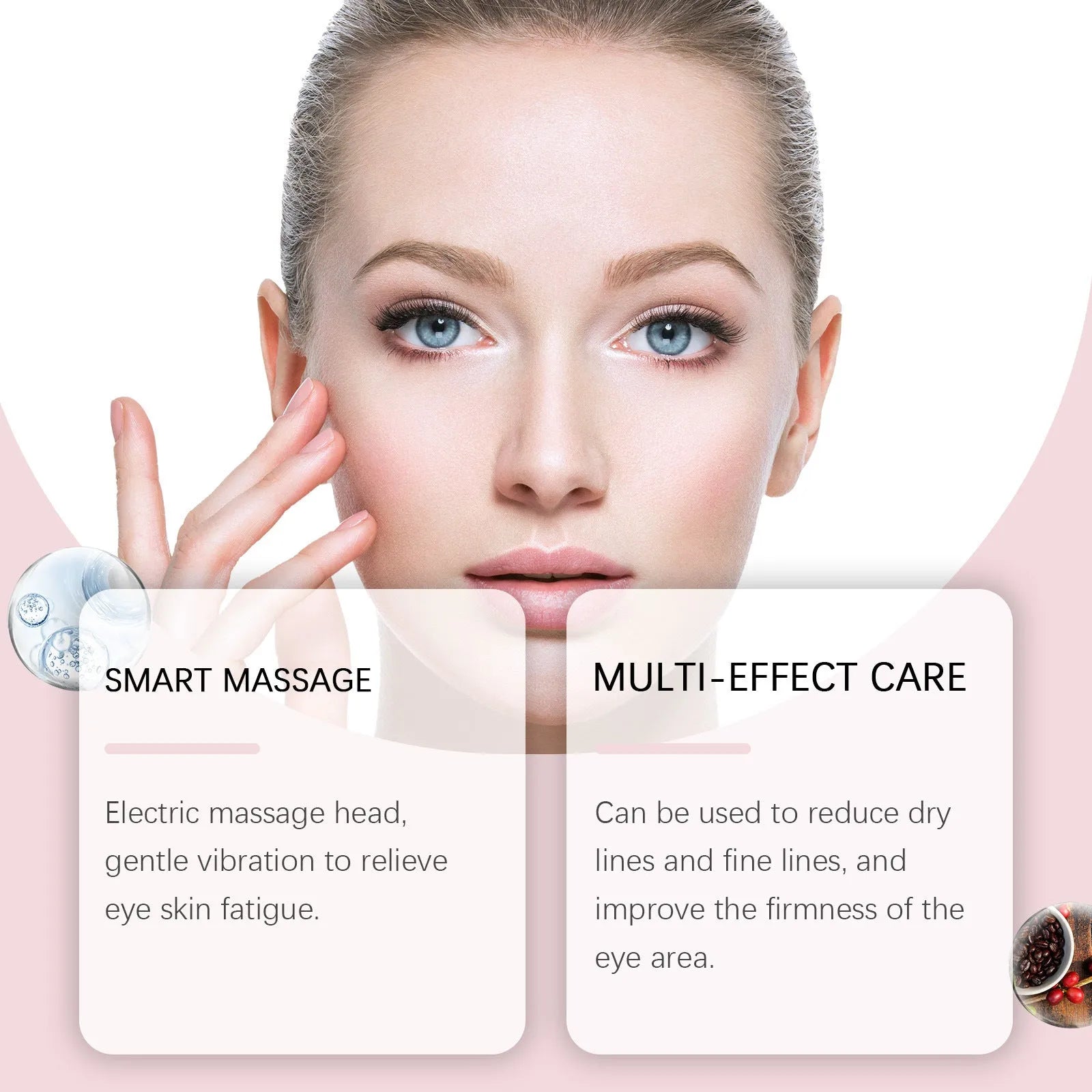 Electric massage eye cream jar measuring 7.7x11cm containing 50g of lifting and moisturising formulation