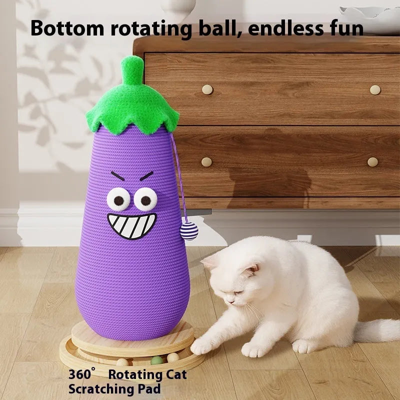 Hip Hop Eggplant cat scratch board with wooden frame and cloth wrapper for indoor cats