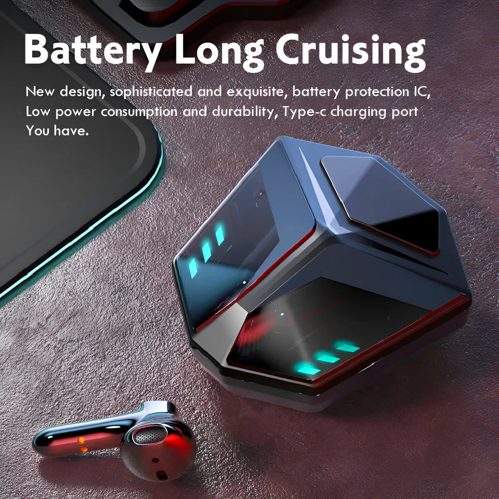 Black wireless Bluetooth gaming headset with compact ear cups and minimalist design