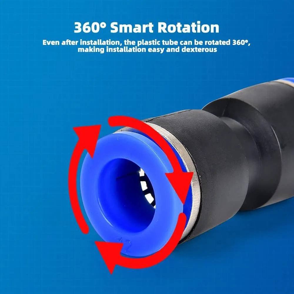 60-piece pneumatic push-in connector kit with alloy plastic R1/4 and R1/2 inch fittings