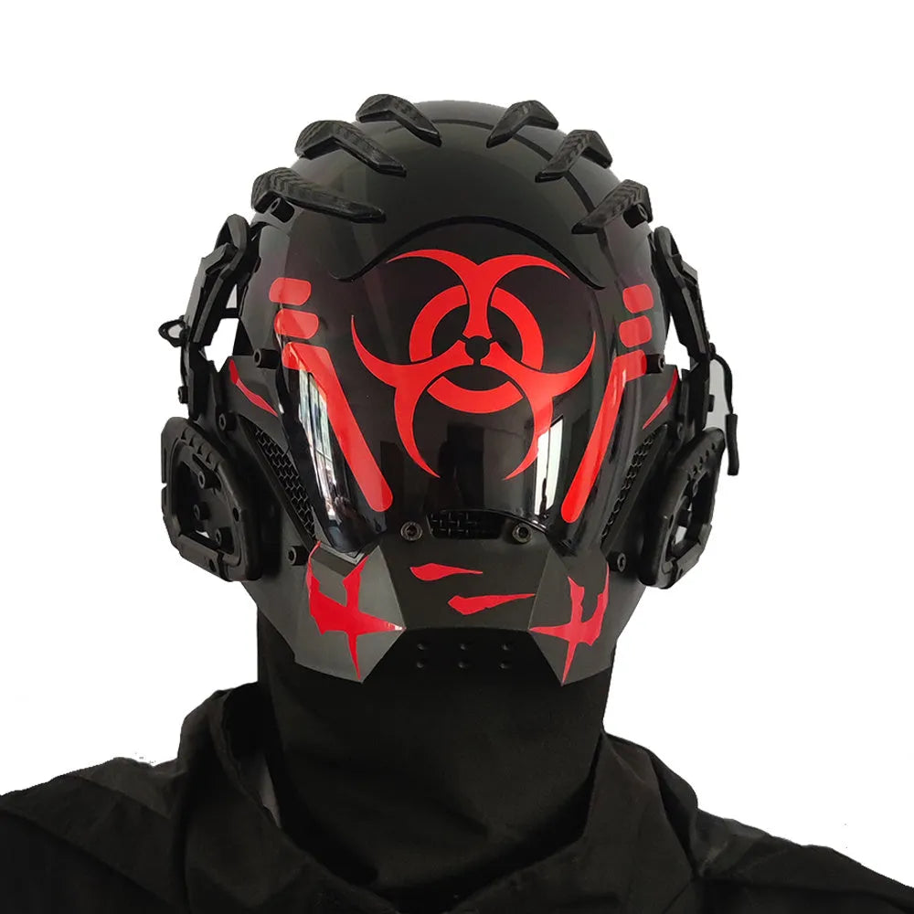 Black Bioweapon tech-style full face helmet prop, CYBER04 model