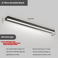 Punch-free bathroom mirror wall lamp in black or brushed silver, 40-70cm, with white warm or tricolor light