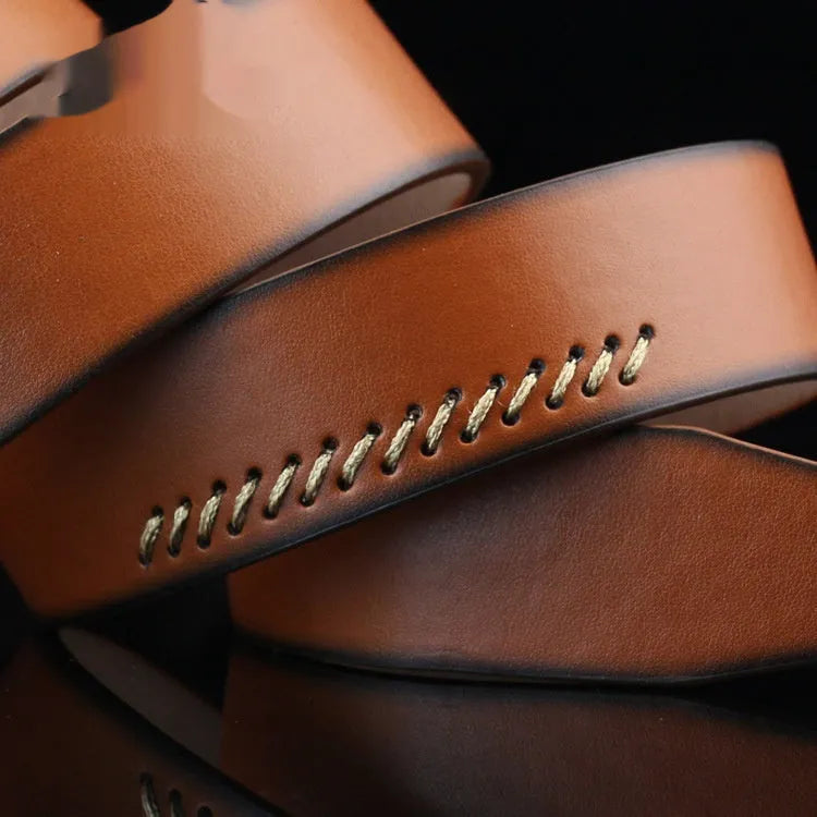 Men's threaded casual belt with alloy pin buckle in black, white, and brown colour options