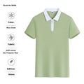 Zipper and lapel polo shirt in solid colour with short sleeves and loose fit design
