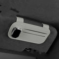 Genuine cowhide leather car sun visor holder with metal sunglasses clip and card storage slots.