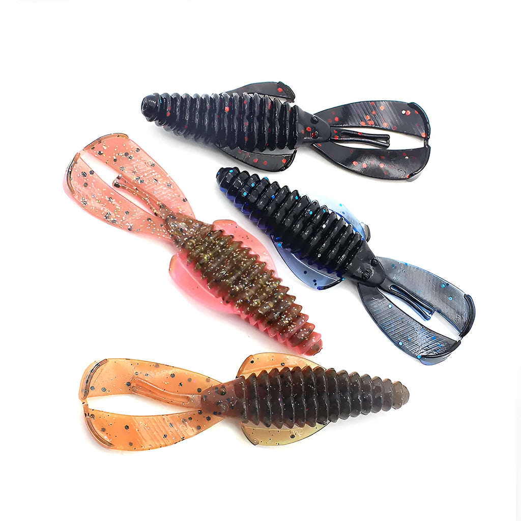 PVC fishing simulation soft bait lure in two sizes: 8cm and 12cm, shown in multiple colour variations.