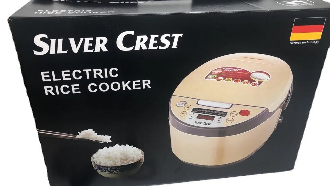 5L smart rice cooker with stainless steel inner pot, LCD display, push-button control, gold or purple, EU plug